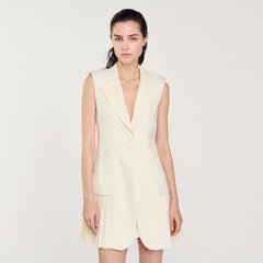 Mini pleated suit dress Ecru Sandro Women