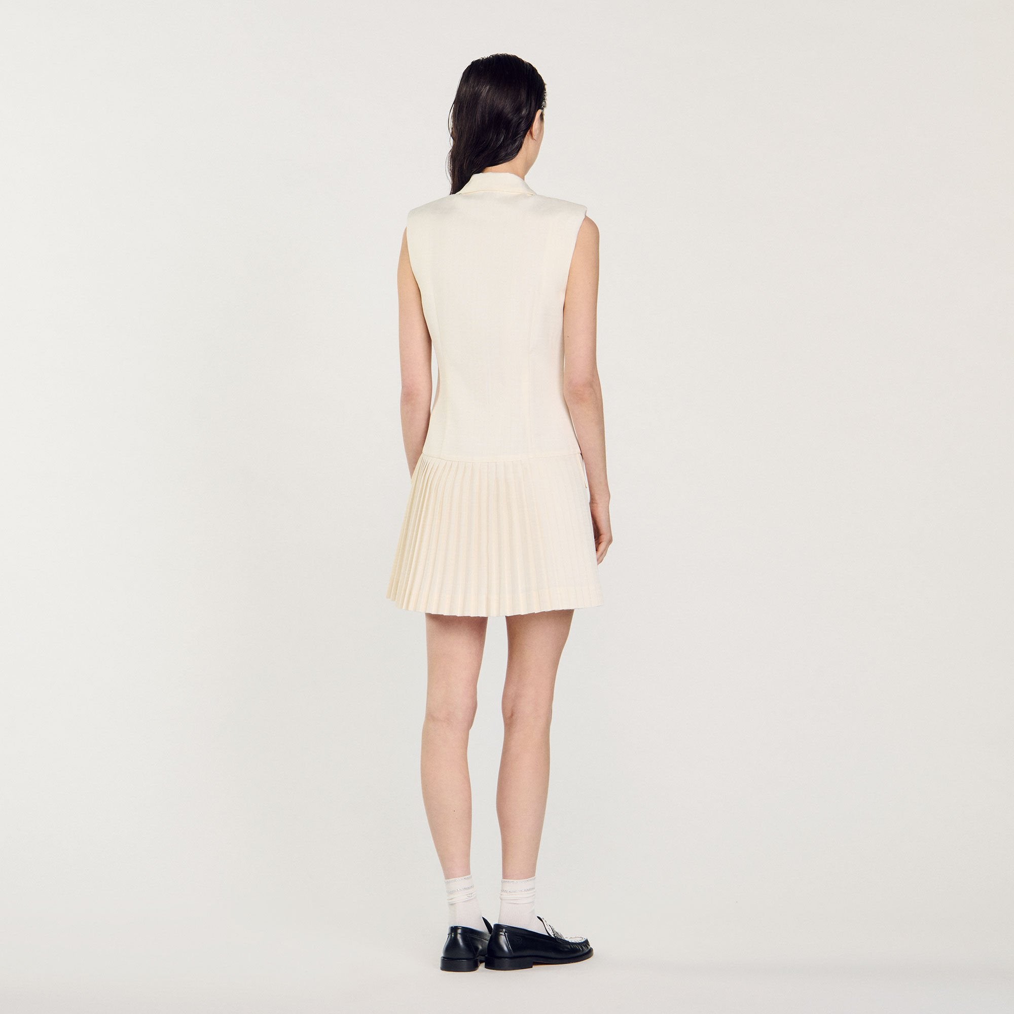 Mini pleated suit dress Ecru Sandro Women