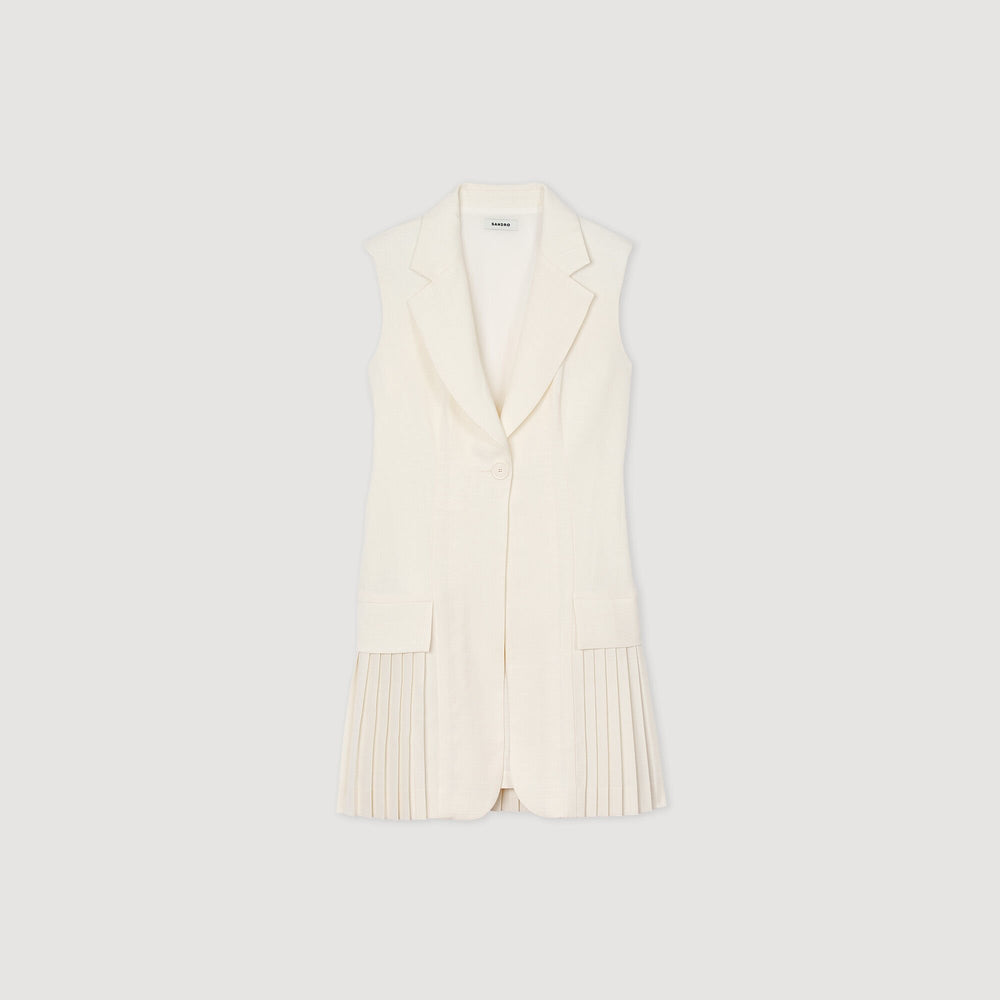 Mini pleated suit dress Ecru Sandro Women