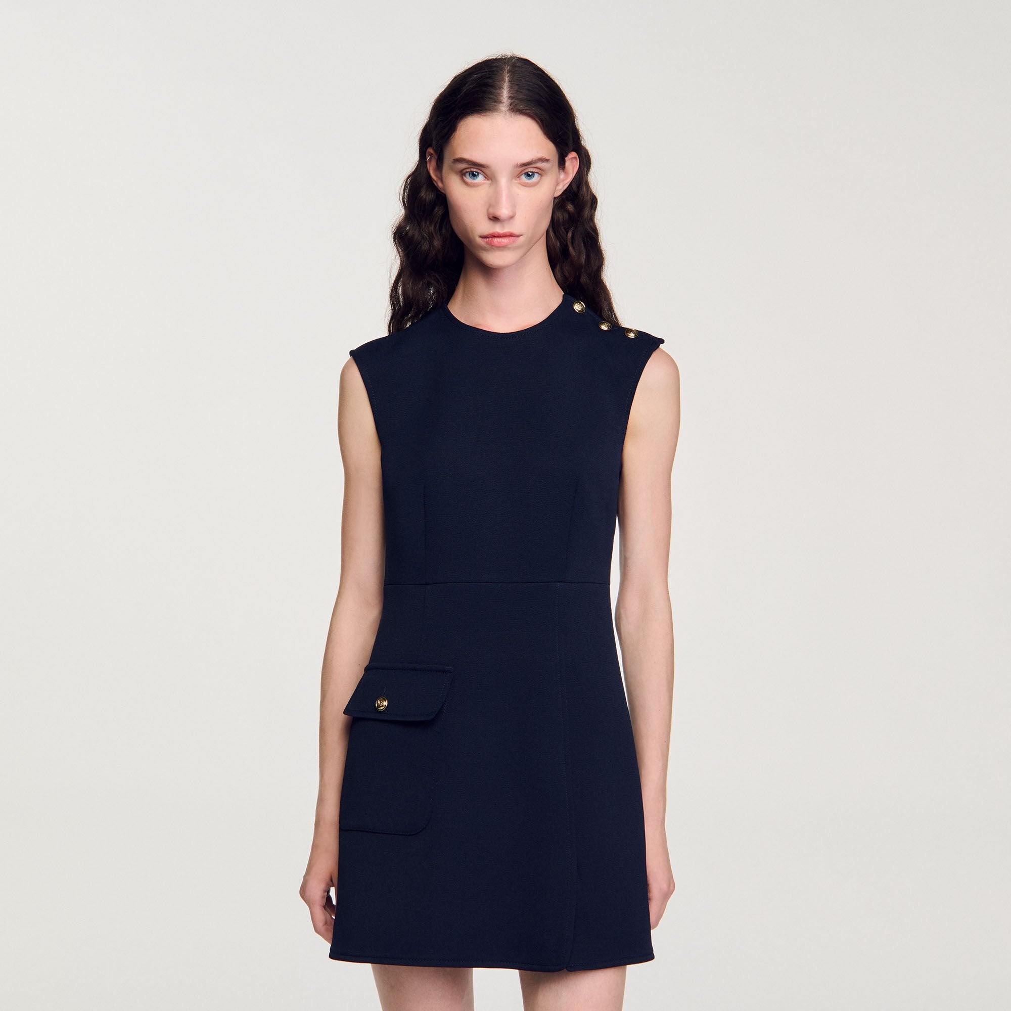 Mini dress with buttons Navy Blue Sandro Women