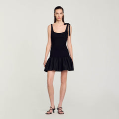 Dual-material mini dress Black Sandro Women