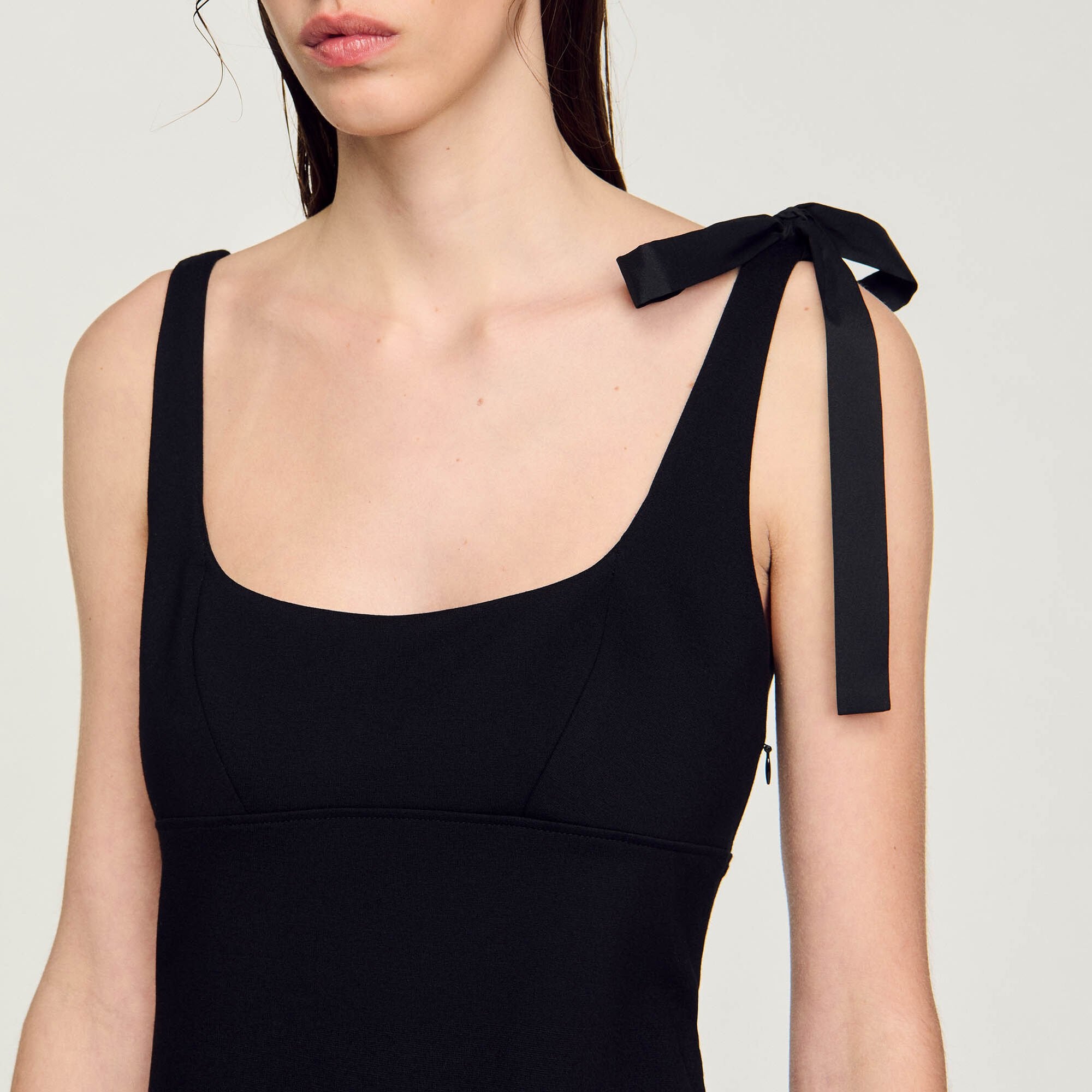Dual-material mini dress Black Sandro Women