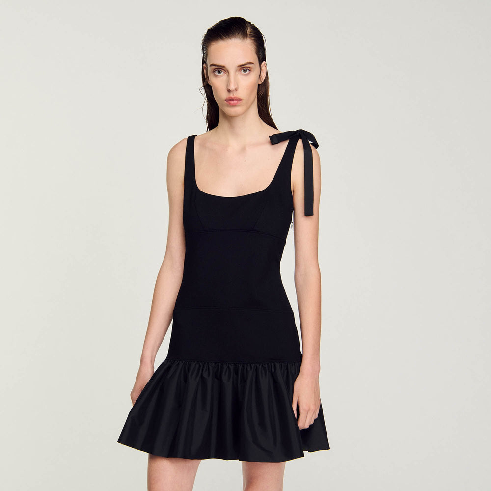 Dual-material mini dress Black Sandro Women