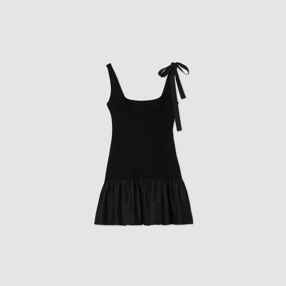 Dual-material mini dress Black Sandro Women