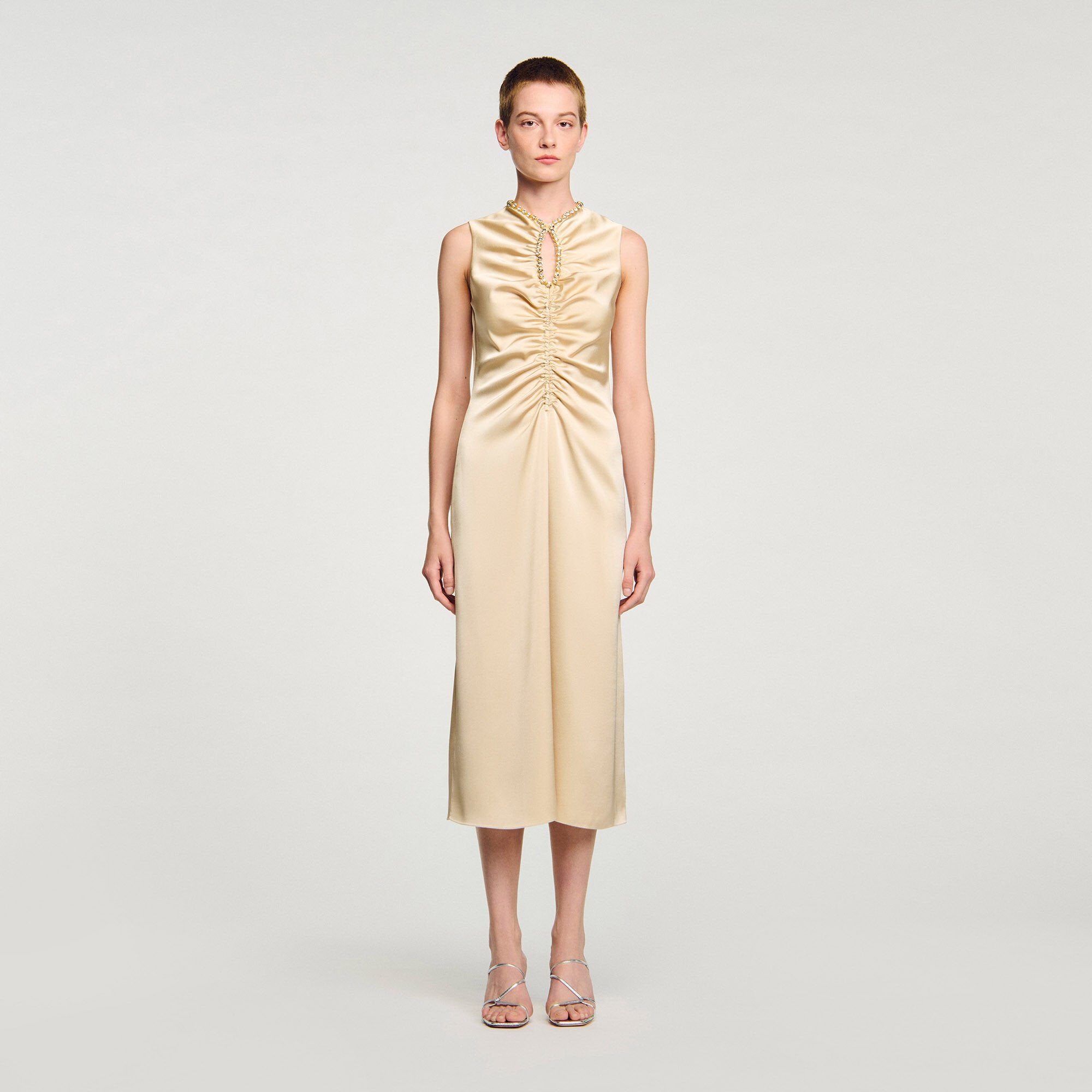 Rhinestone midi dress Sand Sandro Women