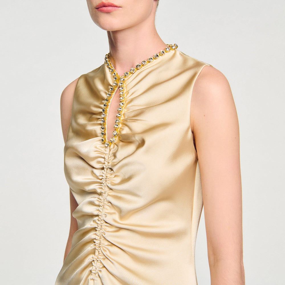 Rhinestone midi dress Sand Sandro Women