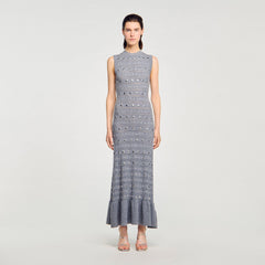 Knit maxi dress with studs Grey Sandro Women