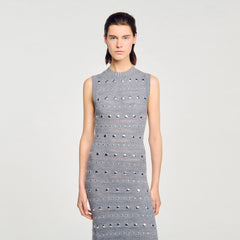 Knit maxi dress with studs Grey Sandro Women