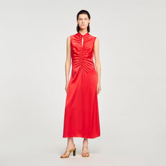 Draped satin-effect dress Red Sandro Women