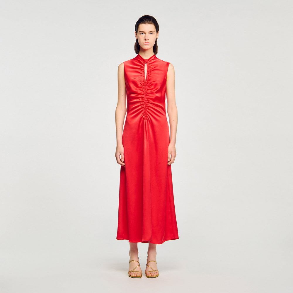 Draped satin-effect dress Red Sandro Women