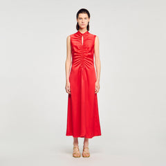 Draped satin-effect dress Red Sandro Women