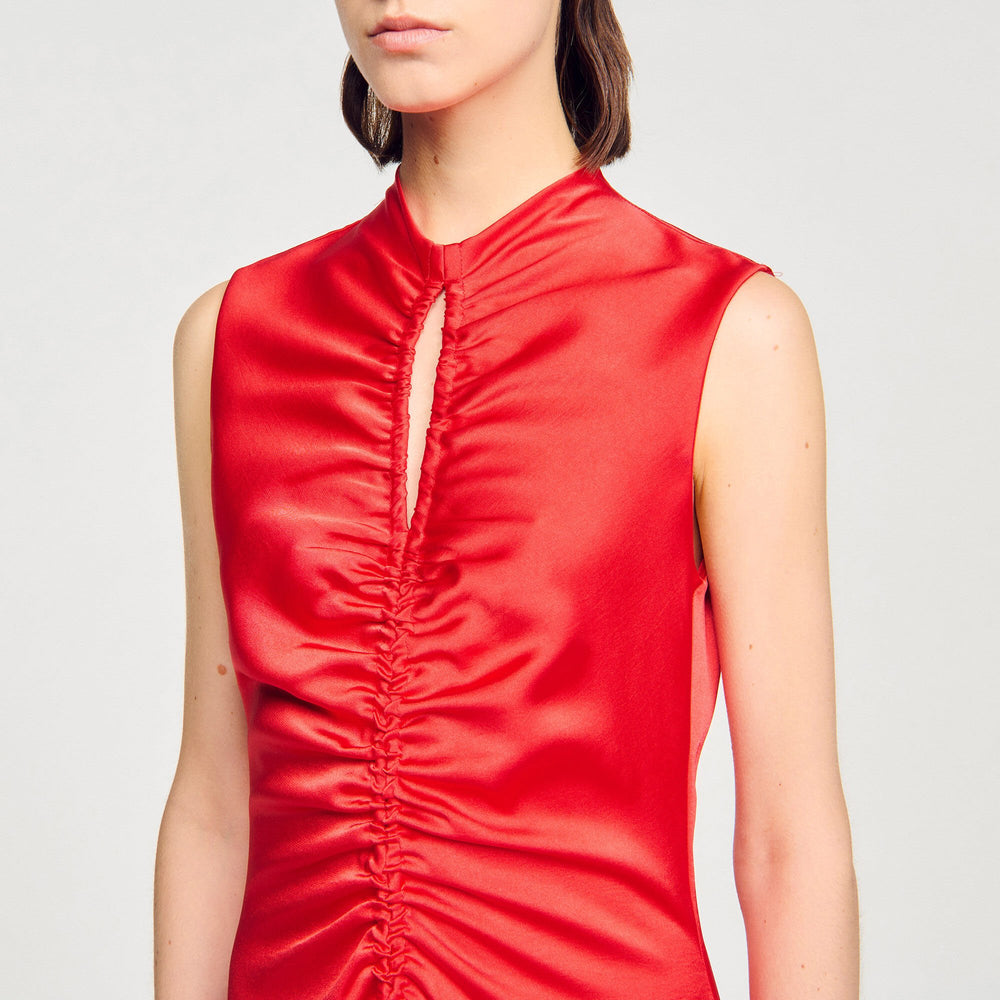 Draped satin-effect dress Red Sandro Women