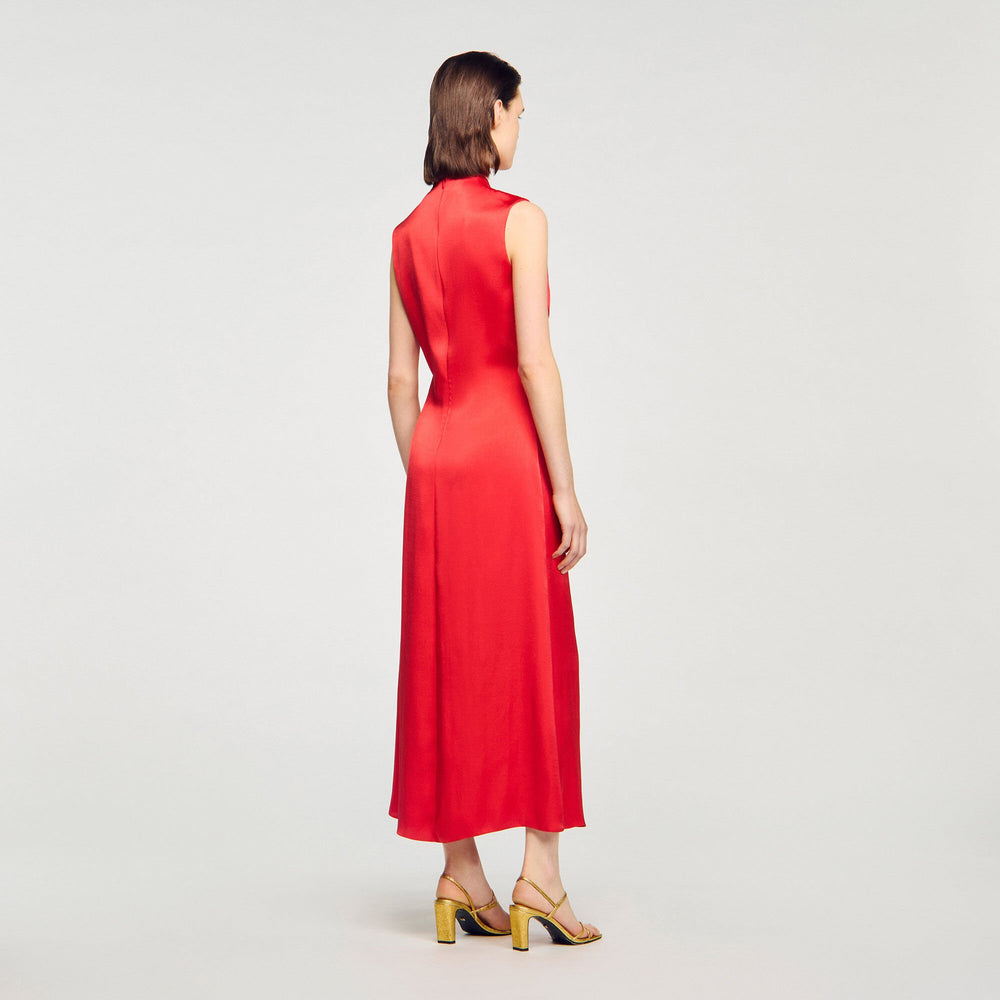 Draped satin-effect dress Red Sandro Women