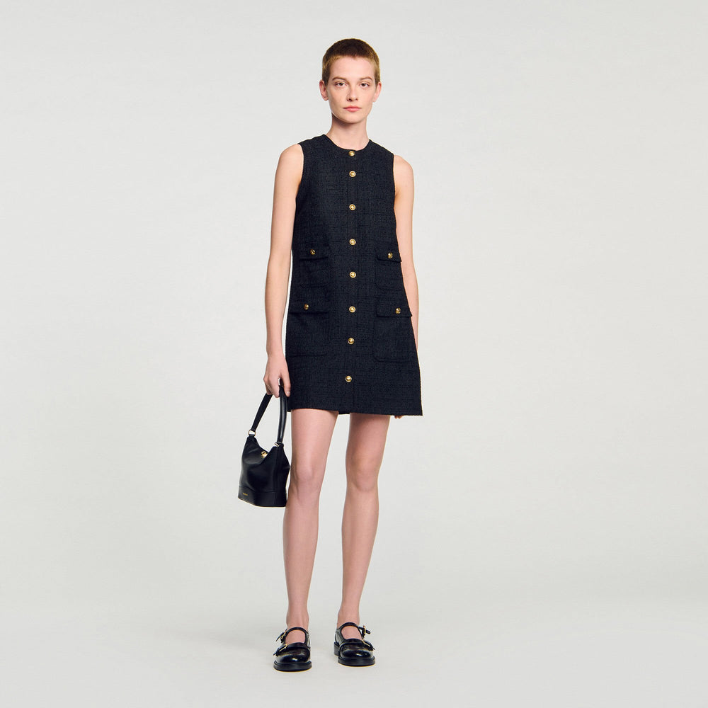 Mini tweed dress Black Sandro Women