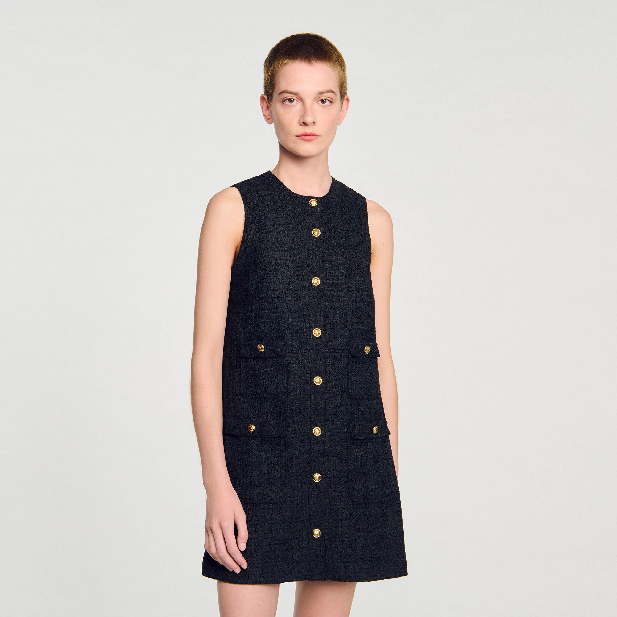 Mini tweed dress Black Sandro Women