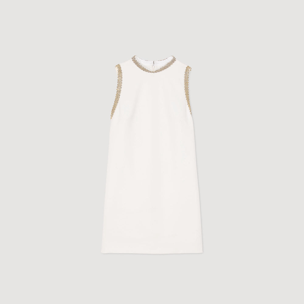 mini dress with rhinestone details Ecru Sandro Women