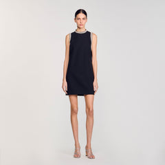 mini dress with rhinestone details Black Sandro Women