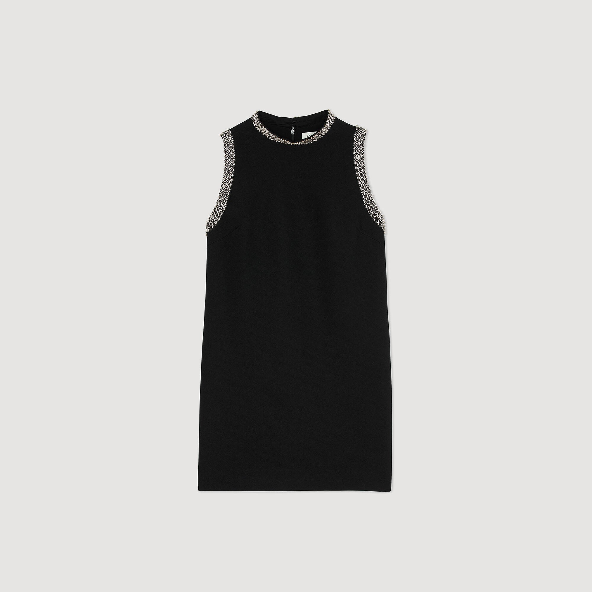 mini dress with rhinestone details Black Sandro Women