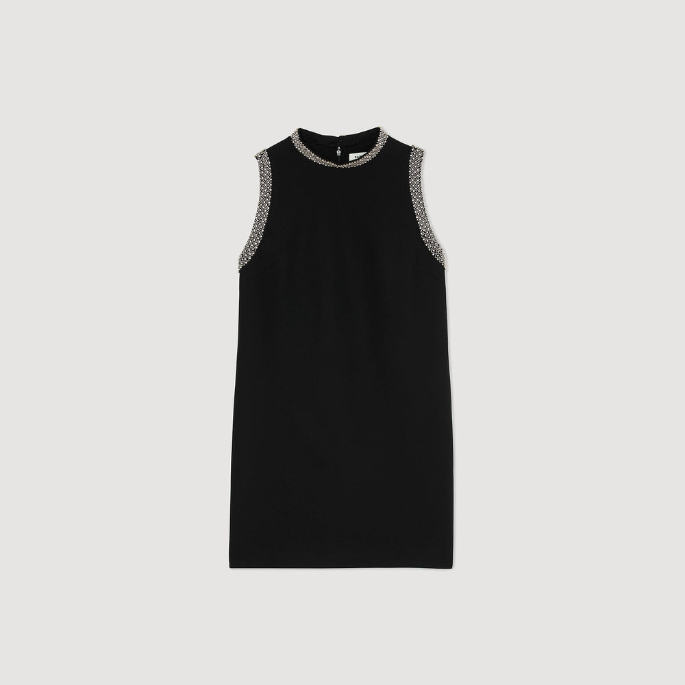mini dress with rhinestone details Black Sandro Women