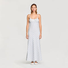 Striped maxi dress with straps Blue / Ecru Sandro Women
