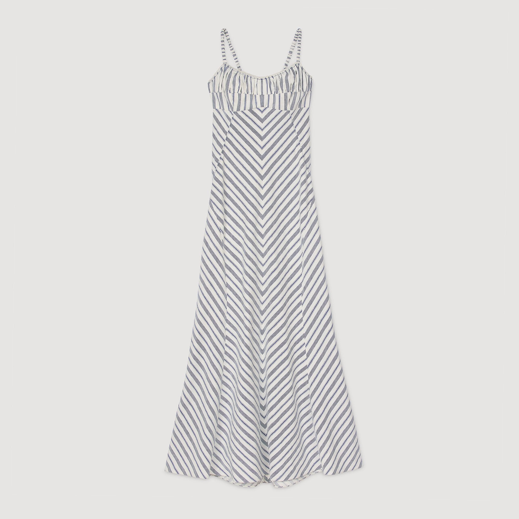 Striped maxi dress with straps Blue / Ecru Sandro Women