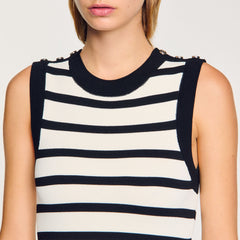 Striped knit mini dress Ecru / Black Sandro Women