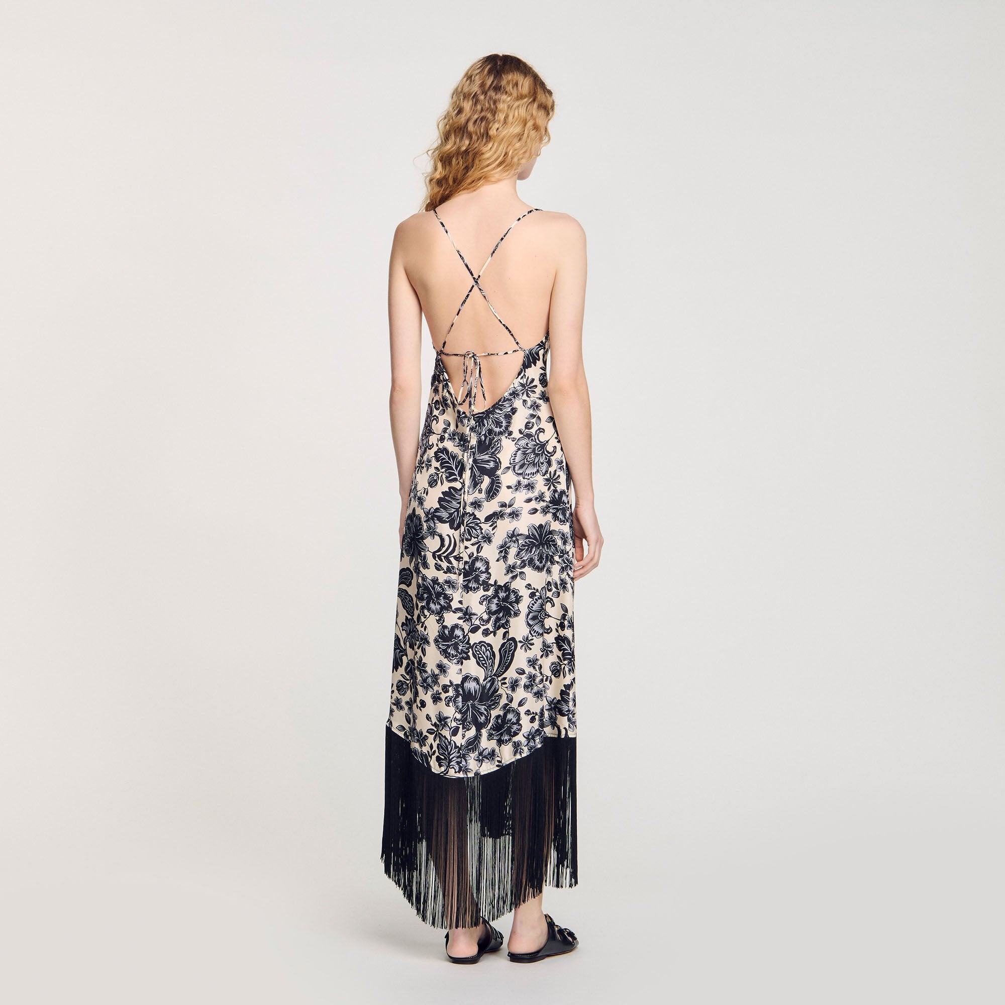 Floral print maxi dress Ecru / Black Sandro Women