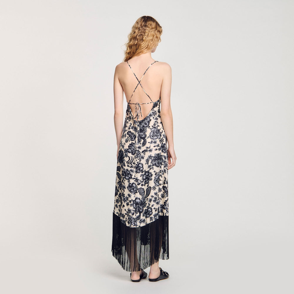 Floral print maxi dress Ecru / Black Sandro Women