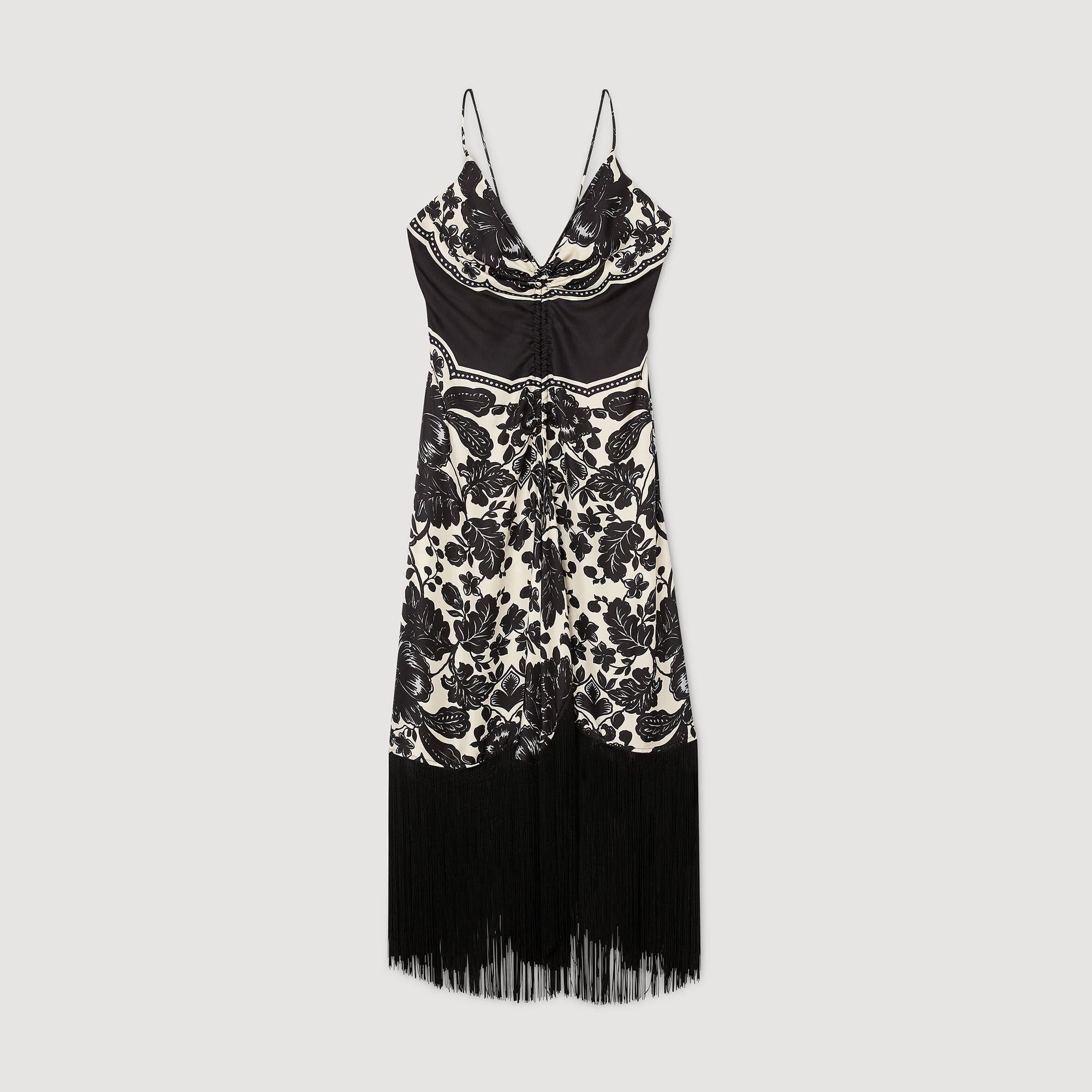 Floral print maxi dress Ecru / Black Sandro Women