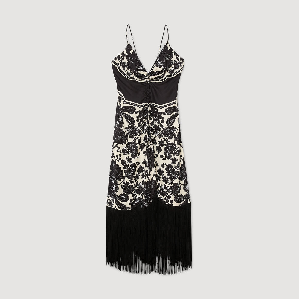 Floral print maxi dress Ecru / Black Sandro Women