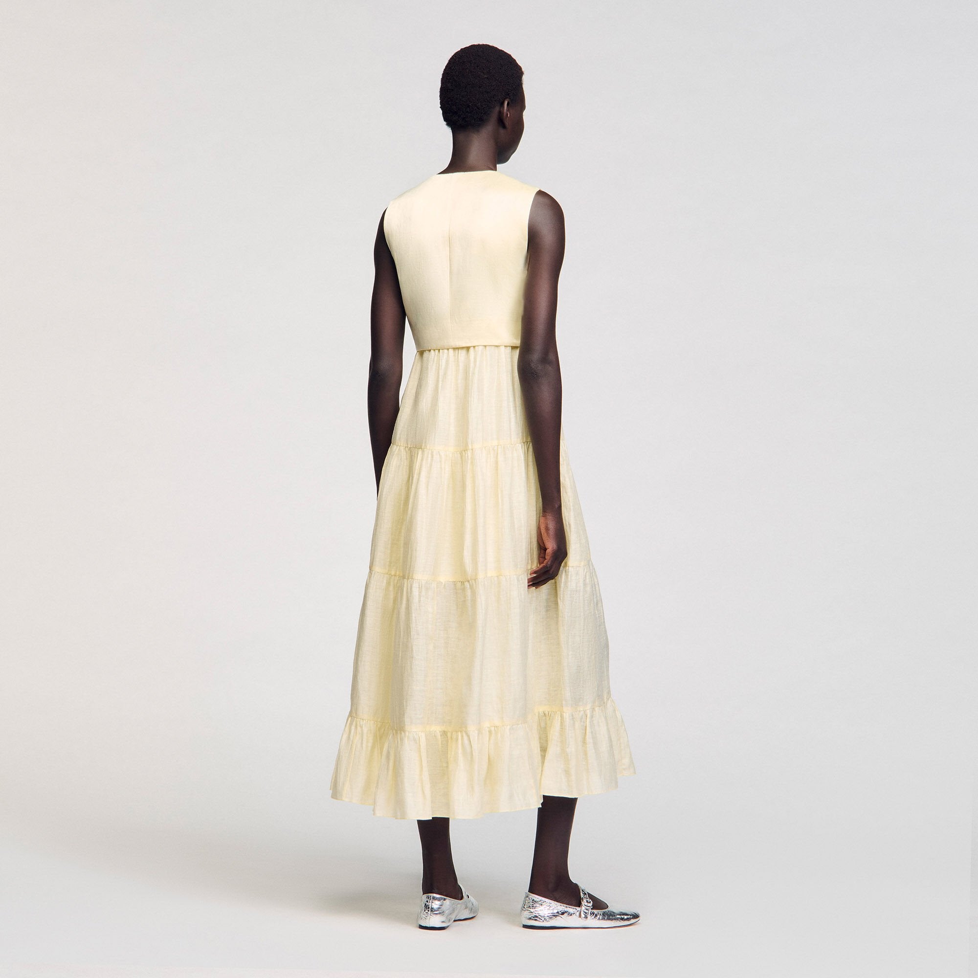 Linen maxi dress Light Yellow Sandro Women