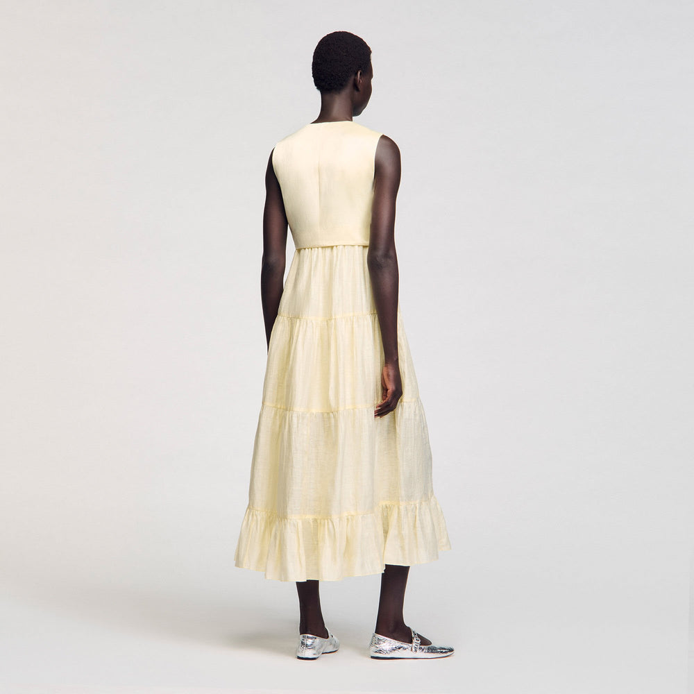 Linen maxi dress Light Yellow Sandro Women
