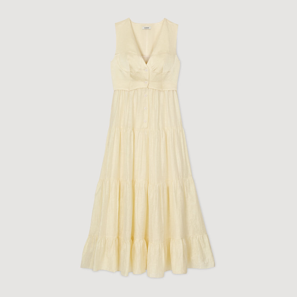 Linen maxi dress Light Yellow Sandro Women