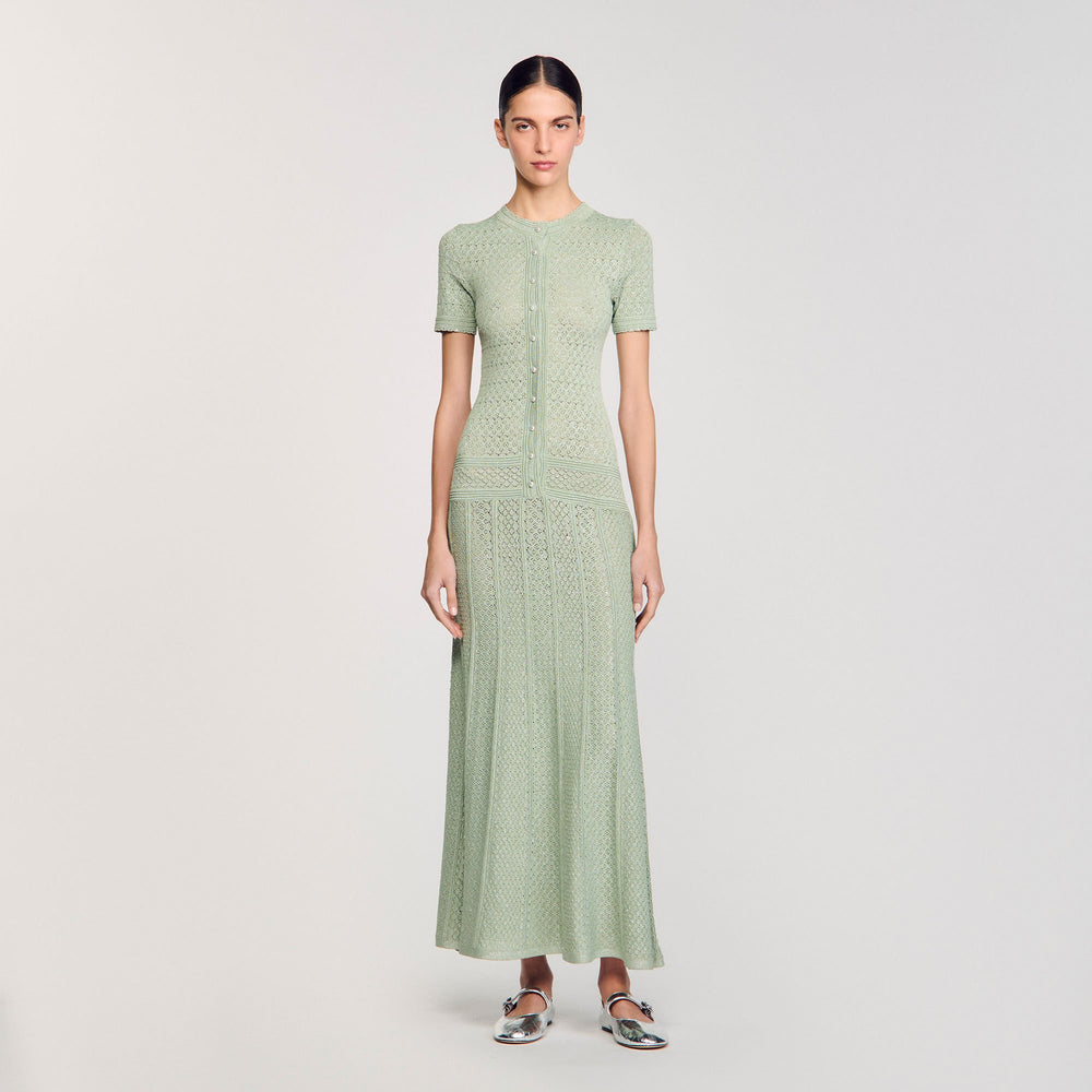 Knit maxi dress Almond Green Sandro Women