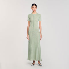 Knit maxi dress Almond Green Sandro Women
