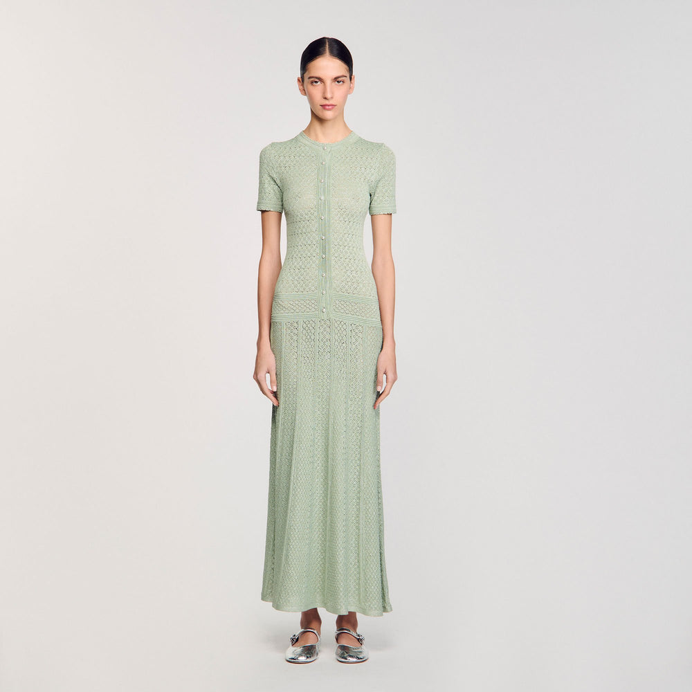 Knit maxi dress Almond Green Sandro Women