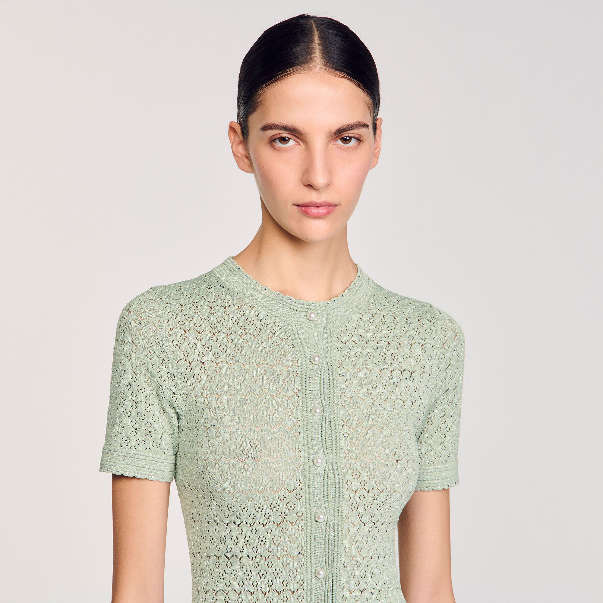 Knit maxi dress Almond Green Sandro Women