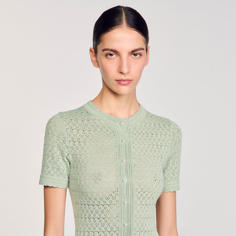 Knit maxi dress Almond Green Sandro Women