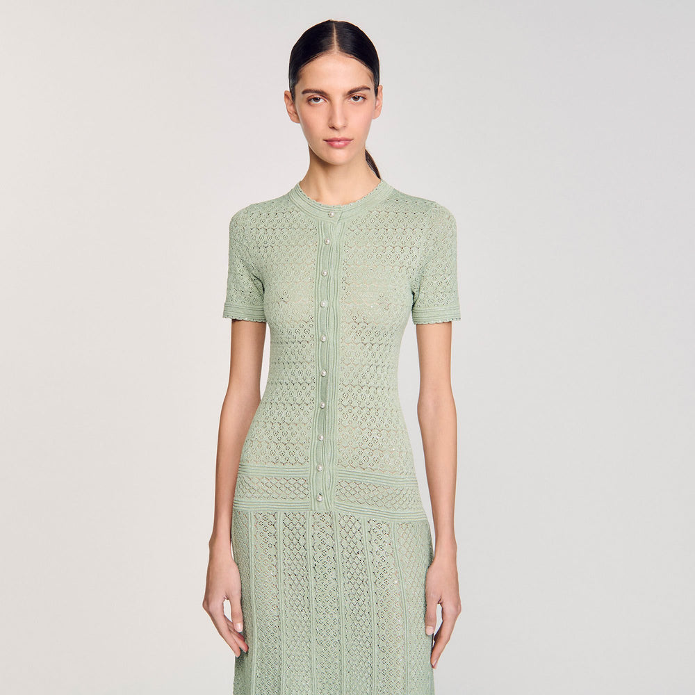 Knit maxi dress Almond Green Sandro Women
