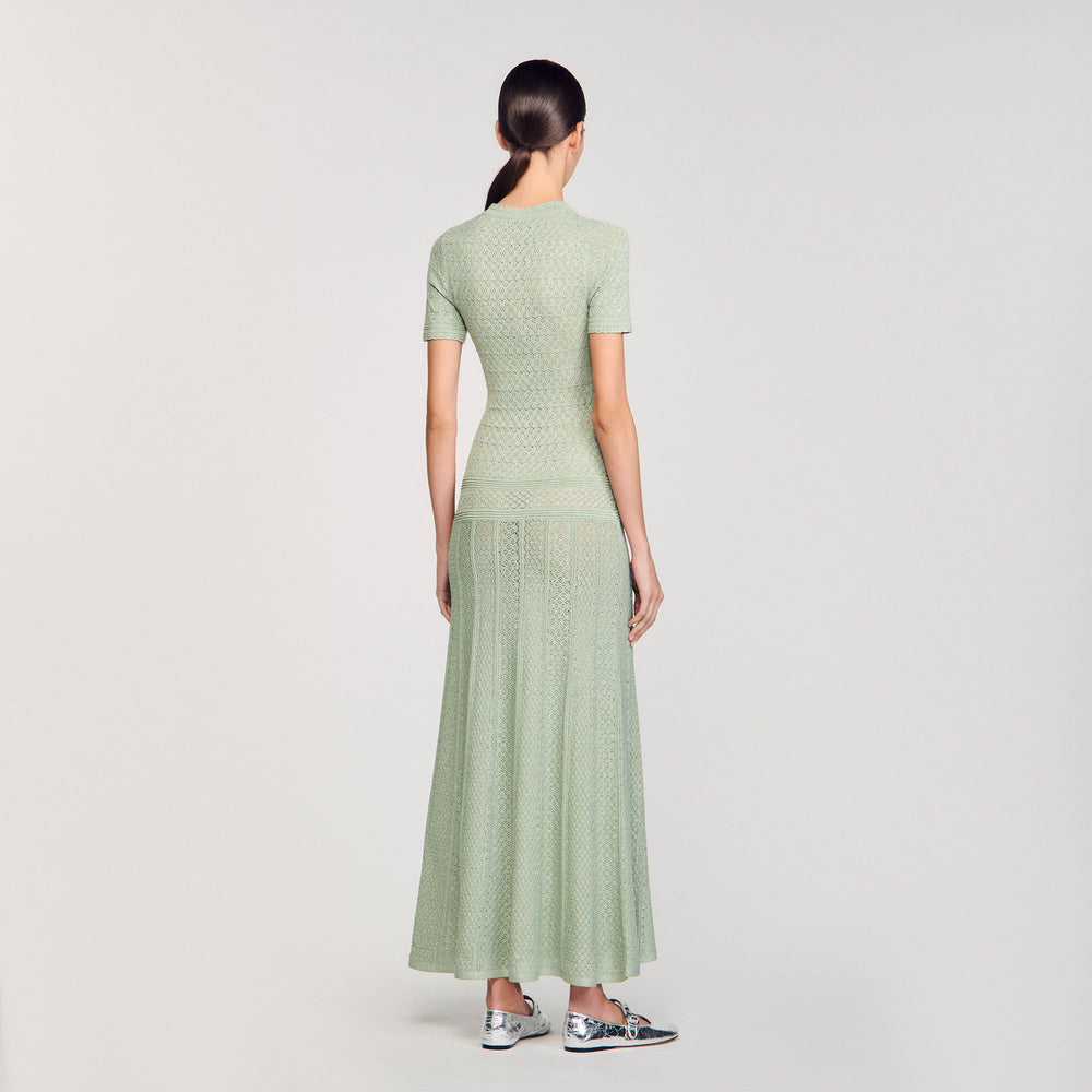 Knit maxi dress Almond Green Sandro Women