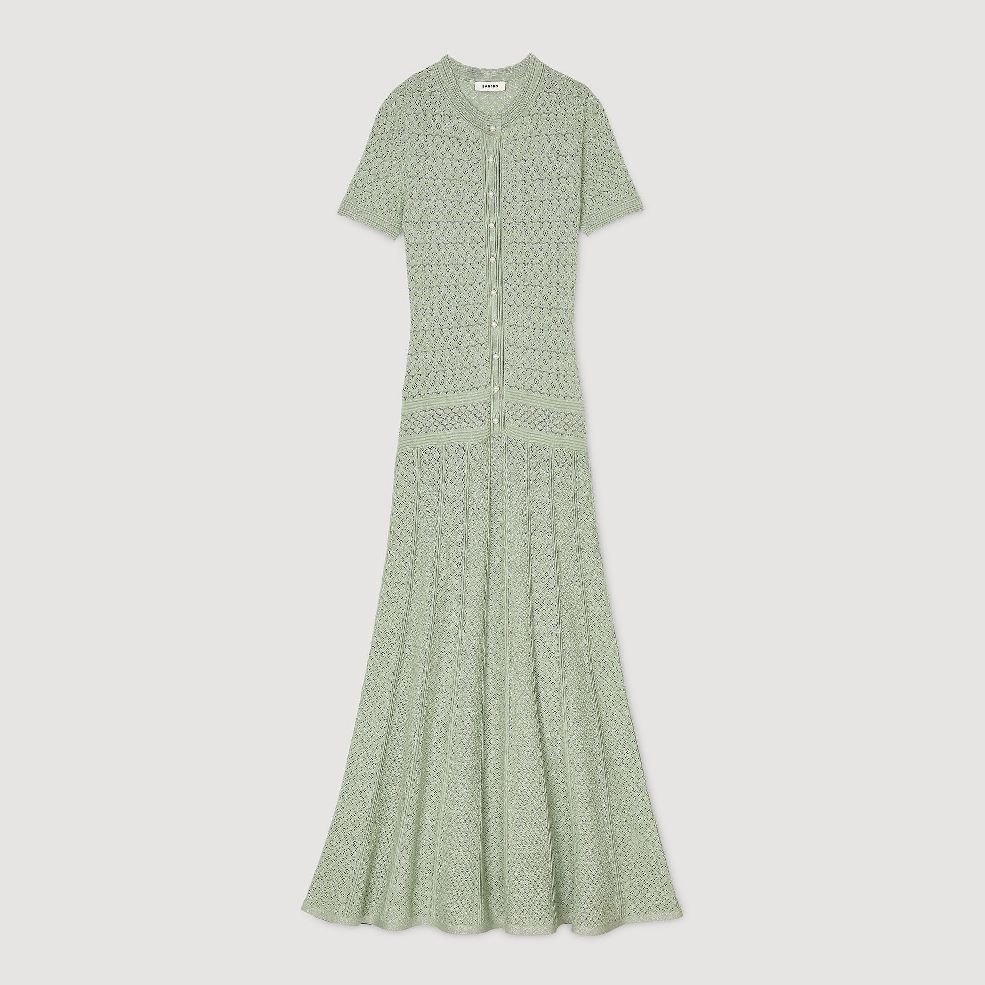 Knit maxi dress Almond Green Sandro Women