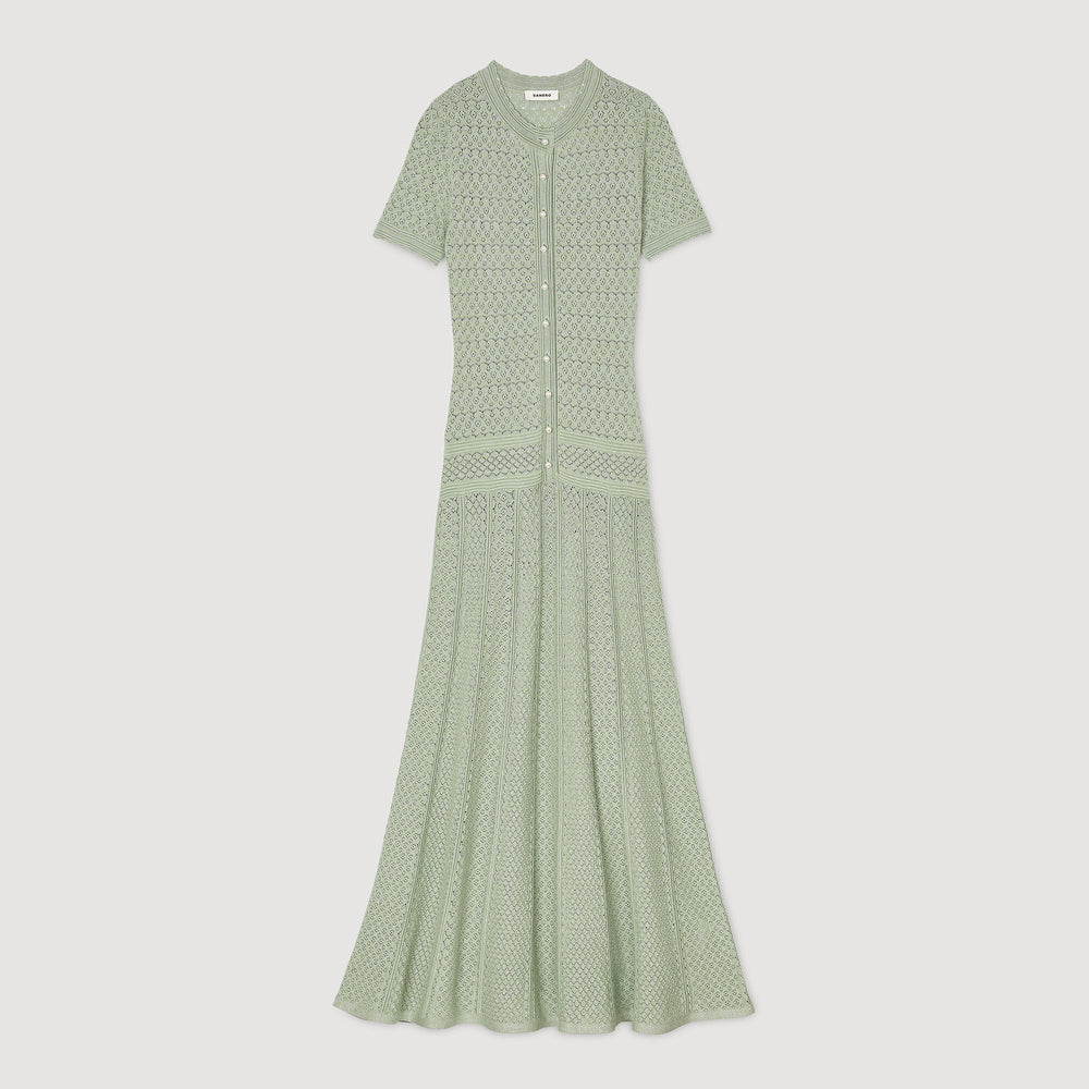 Knit maxi dress Almond Green Sandro Women