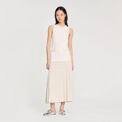 Pearl bead knit maxi dress Ecru Sandro Women