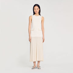 Pearl bead knit maxi dress Ecru Sandro Women