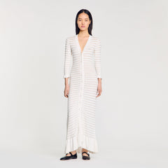 Maxi dress with pearl details Ecru Sandro Women