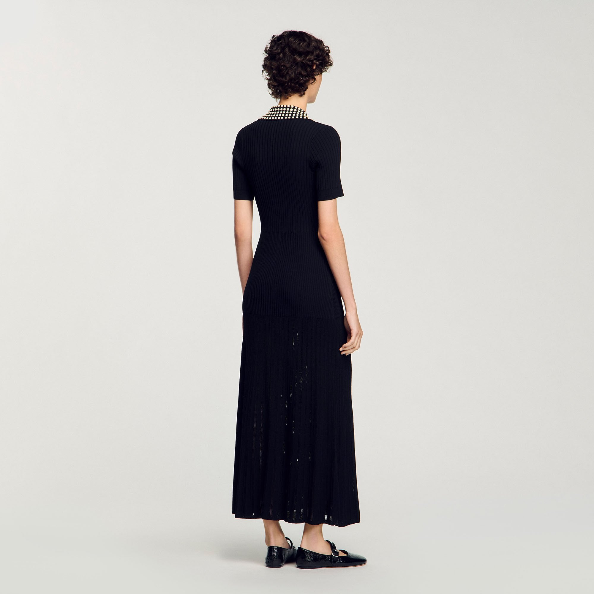 Knit maxi dress with studs Black Sandro Women