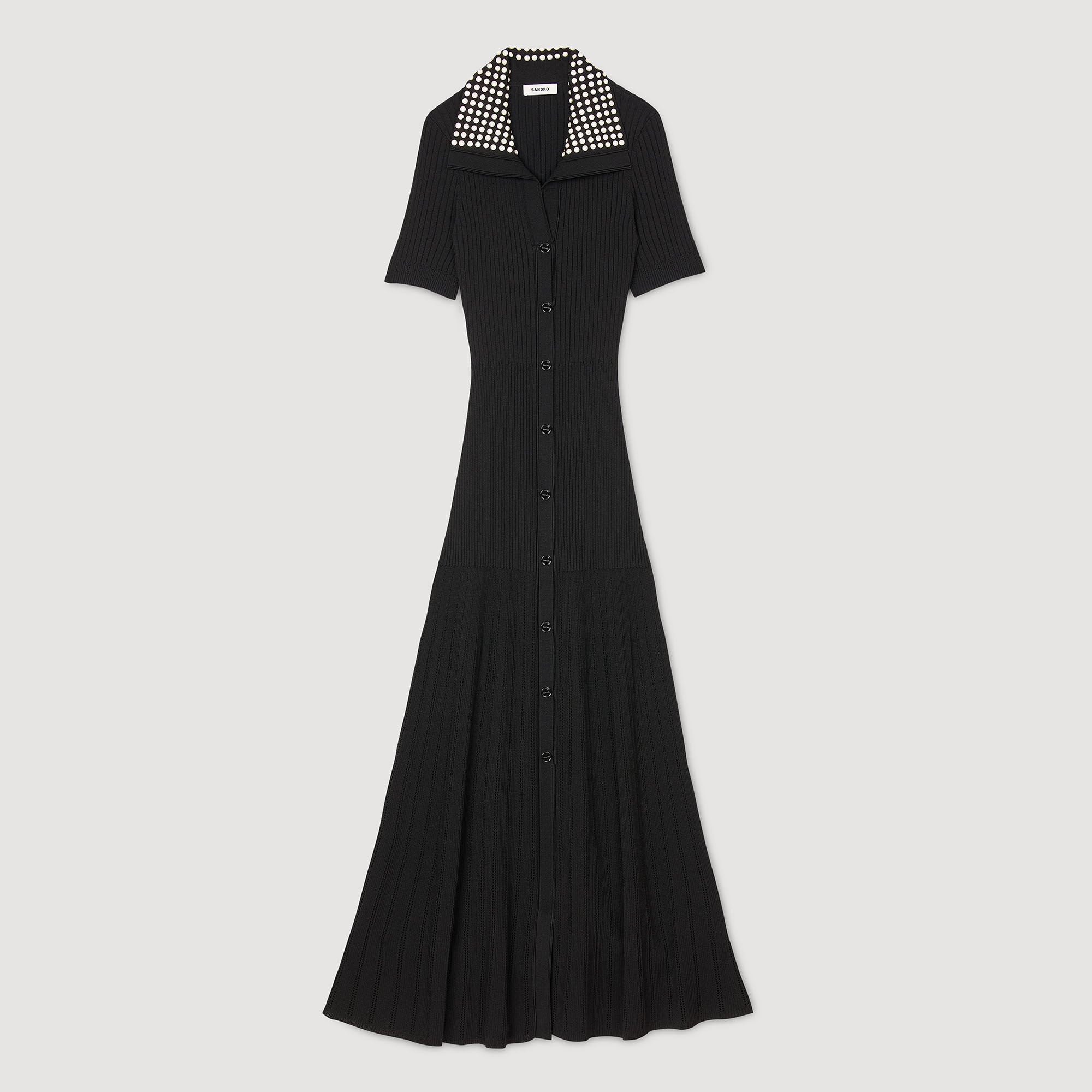 Knit maxi dress with studs Black Sandro Women