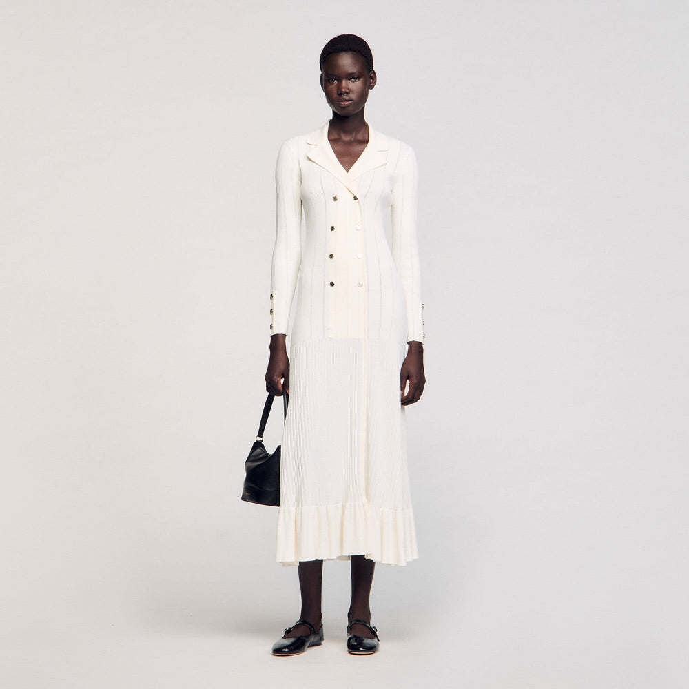 Knit maxi dress Ecru Sandro Women