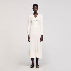 Knit maxi dress Ecru Sandro Women