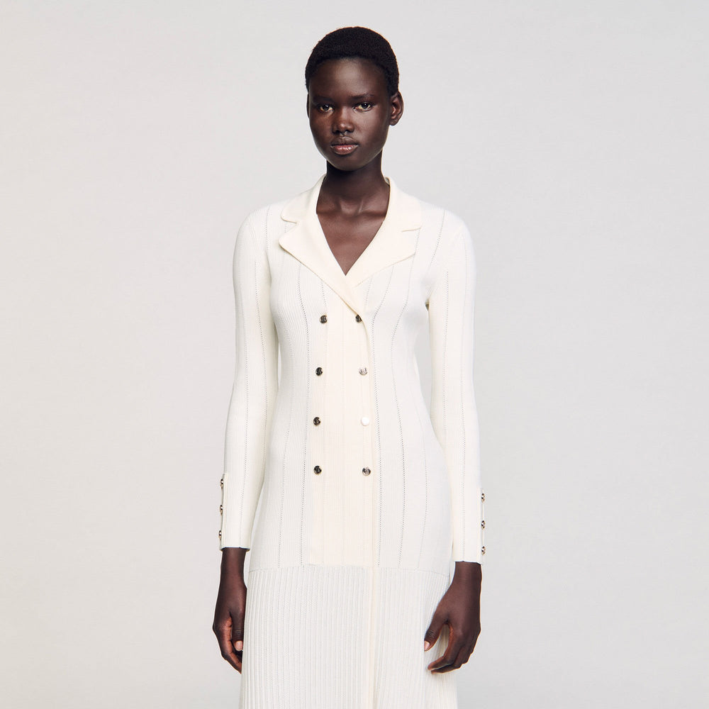 Knit maxi dress Ecru Sandro Women